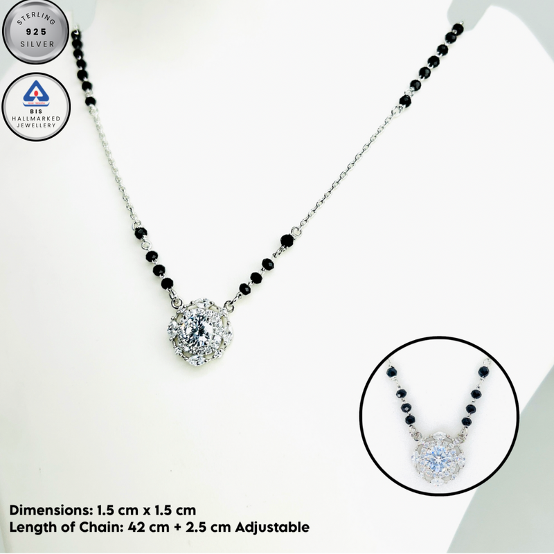 Silver Leaflite Single Solitaire Mangalsutra