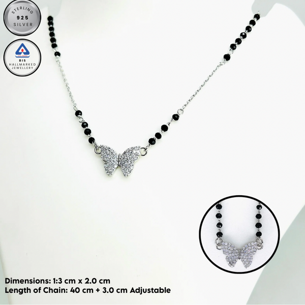 Silver Full stones Butterfly Mangalsutra