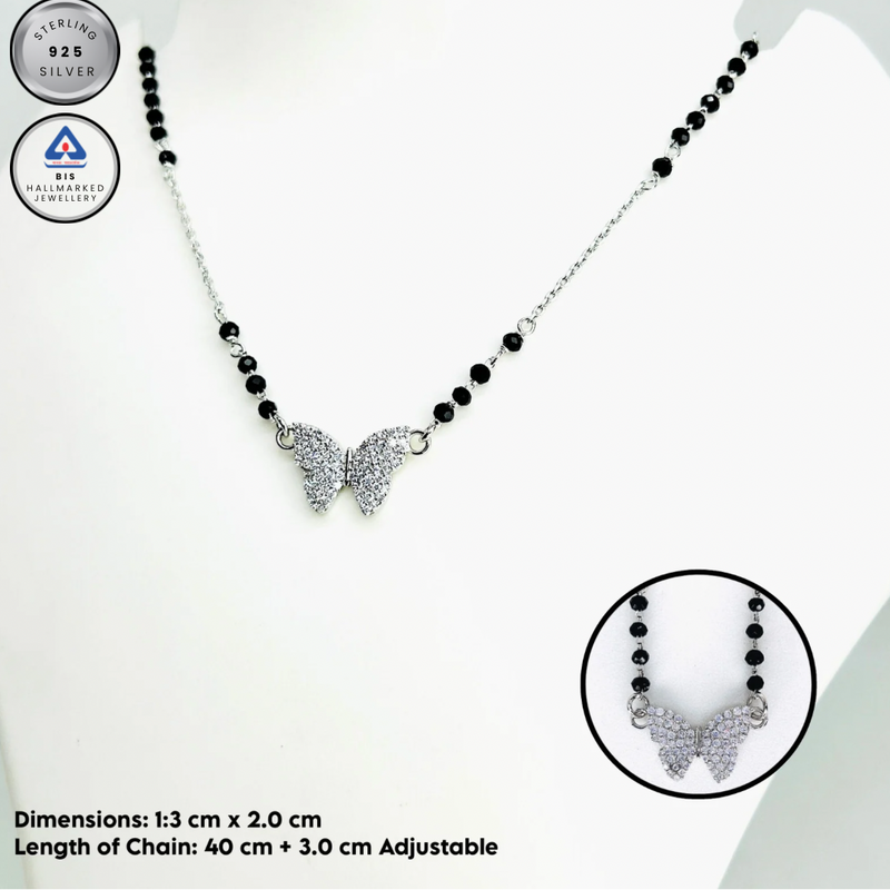 Silver Full stones Butterfly Mangalsutra