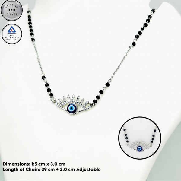 Silver Glimmer Evil Eye Mangalsutra