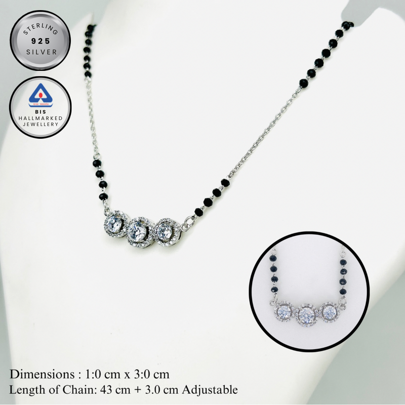 SilverTriple shine Solitaire Mangalsutra