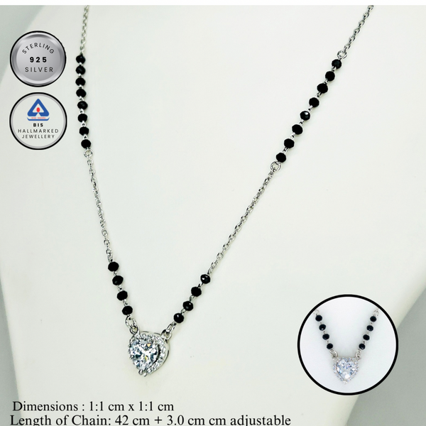 Silver Valentine Solitaire heart Mangalsutra