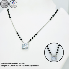 Silver solitaire square  Mangalsutra