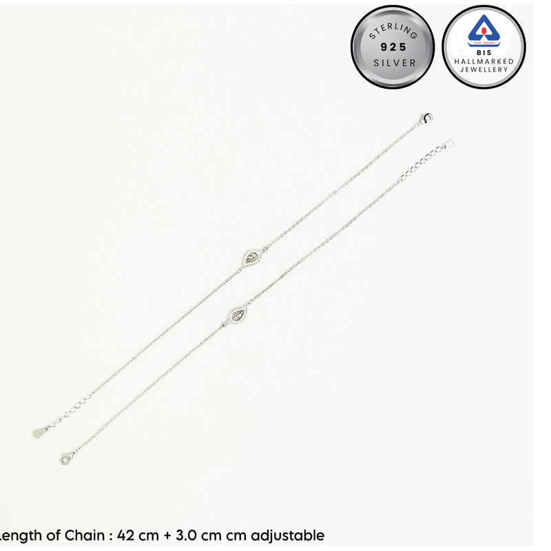 Sterling Silver LeafAura Anklet