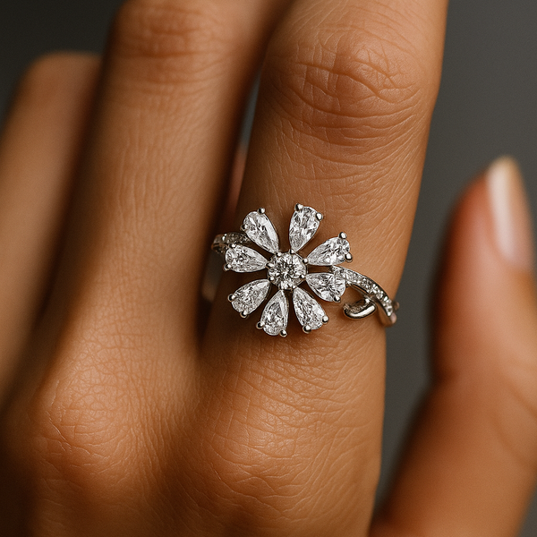 Sterling silver Leaf Flower Ring