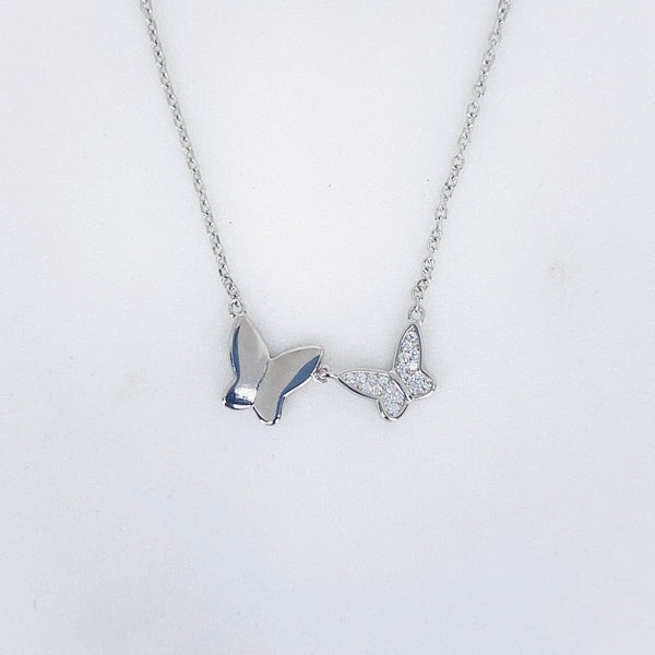 Silver Gemina Butterflies Chain Pendant