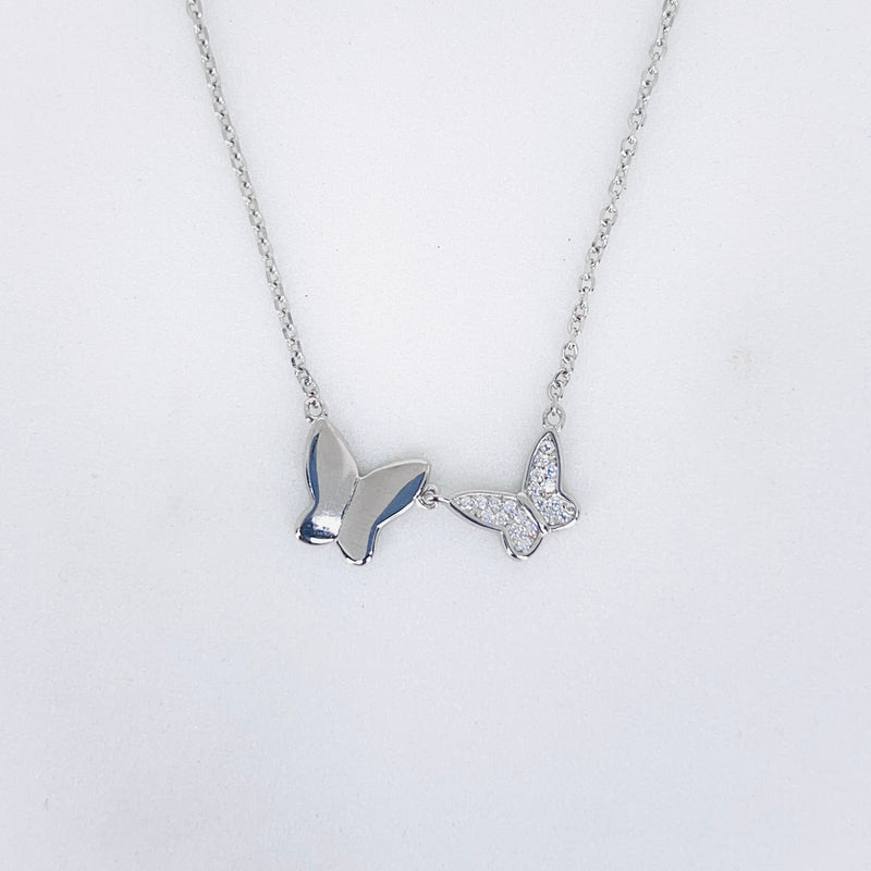 Silver Gemina Butterflies Chain Pendant