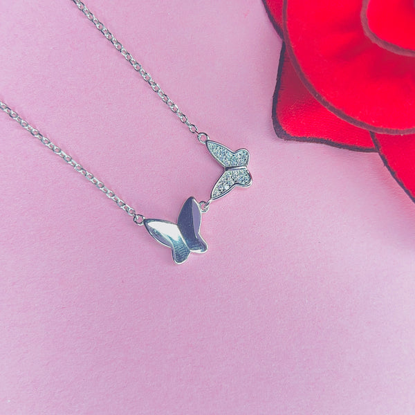 Silver Gemina Butterflies Chain Pendant