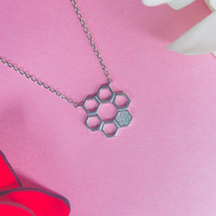 Silver Elegant Hexagon CZ Chain Pendant