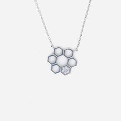 Silver Elegant Hexagon CZ Chain Pendant