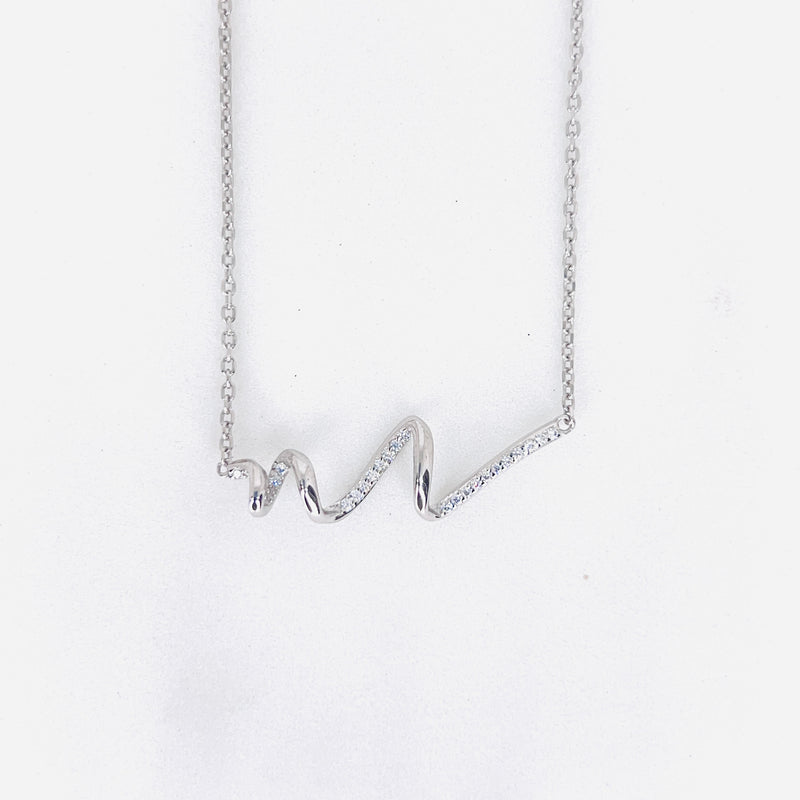 Silver Twisted CZ Chain Pendant