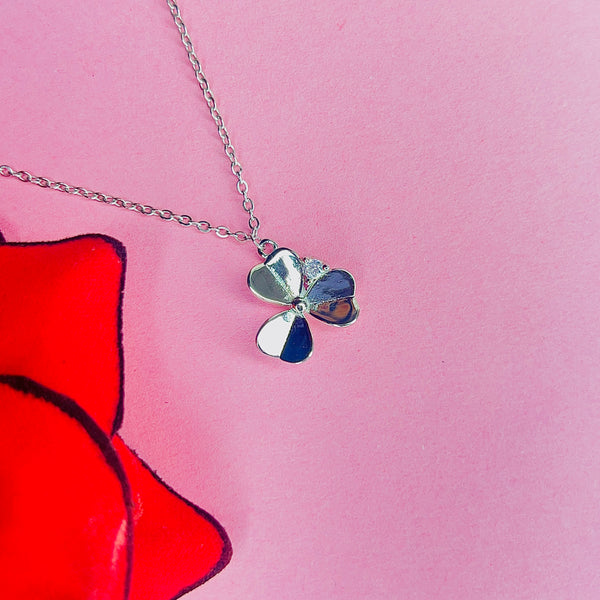 Silver Triple Heart Flower Chain Pendant