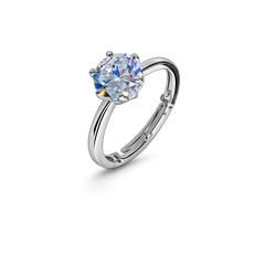 Silver Round Brilliant Diamond Cut Zirconia Solitaire Ring