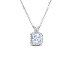 Silver Pandora Square Chain Pendant Necdklace