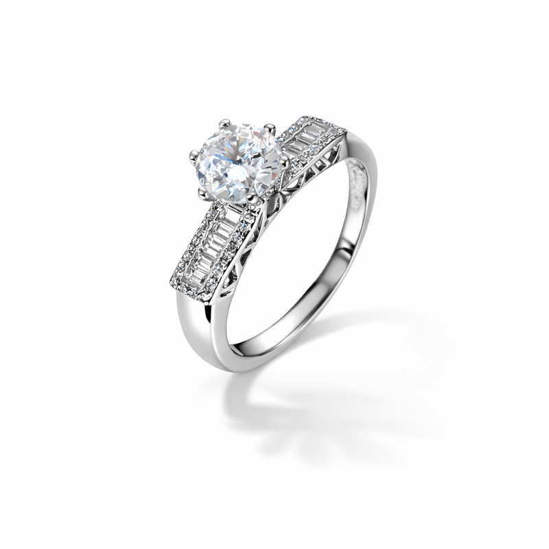 Sterling Silver Queen style  Solitaire Ring