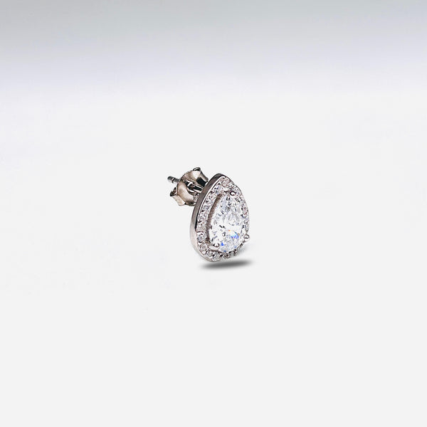 Silver CZ Stone With Pear Solitaire Top