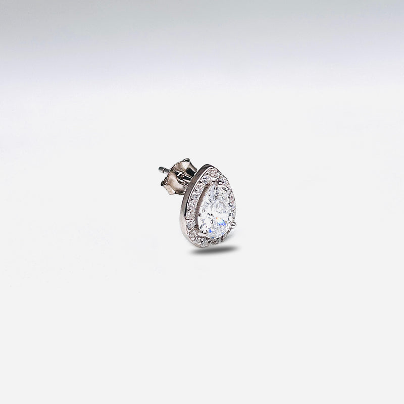 Silver CZ Stone With Pear Solitaire Top