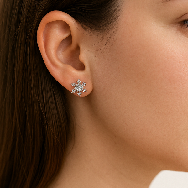 Silver CZ Stone With Flower Shape  top