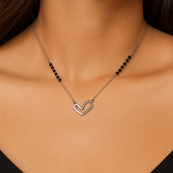 Silver Twilight Heart Mangalsutra