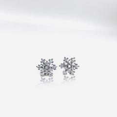 Silver CZ Stone With Flower Shape  top