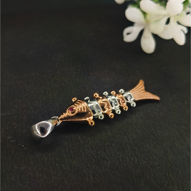 925 Silver Rose Gold Fish Pendant