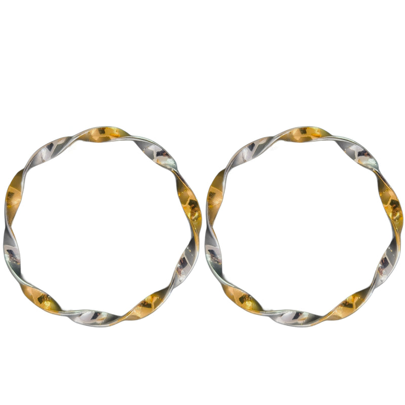 Aurelia Twist Dual-Tone 925 Silver Gold Bangles