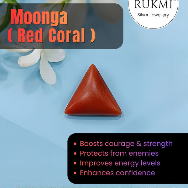 Natural Red Coral (Moonga) Triangular-Cut Loose Gemstone