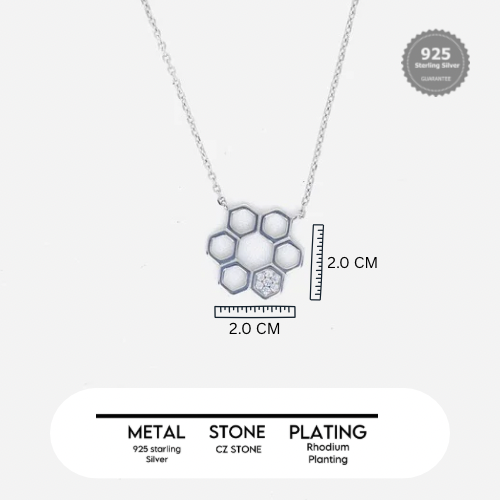 Silver Elegant Hexagon CZ Chain Pendant