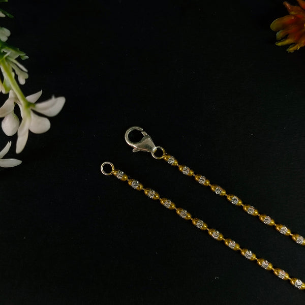 92.5 Sterling Silver Dual-Tone Bead Station Chain