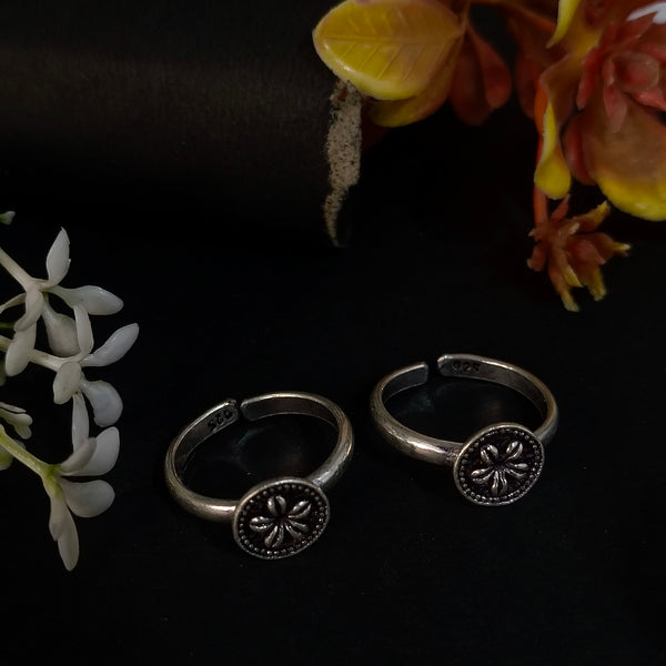 92,5 Sterling Silver Vintage Floral Circle Toe Rings