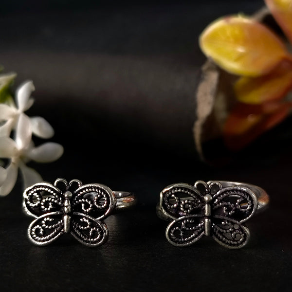 92.5 Sterling Silver Enchanted Butterfly Toe Rings (Pair)