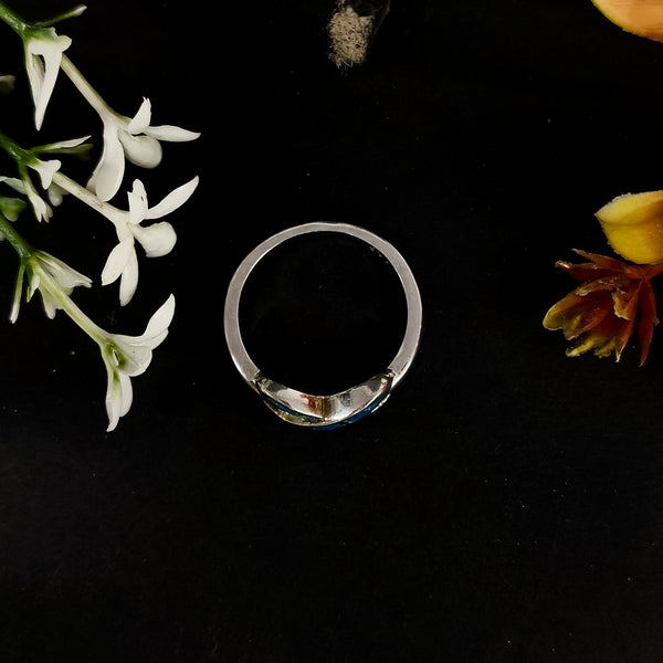 92.5 Sterling Silver Blue Opal Infinity Knot Statement Ring