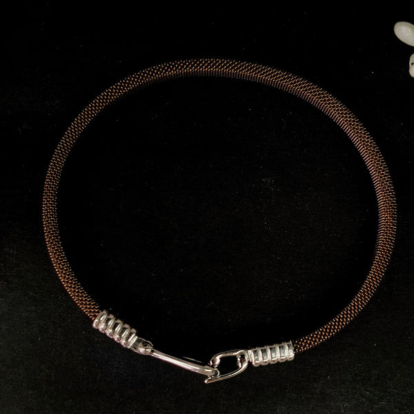 Brown Mesh Cord Statement Bracelet