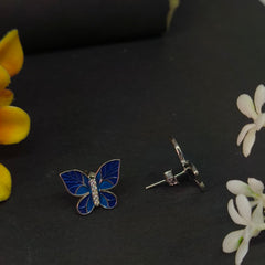 92.5 Sterling Silver Azure Butterfly Enamel Jewelry Set