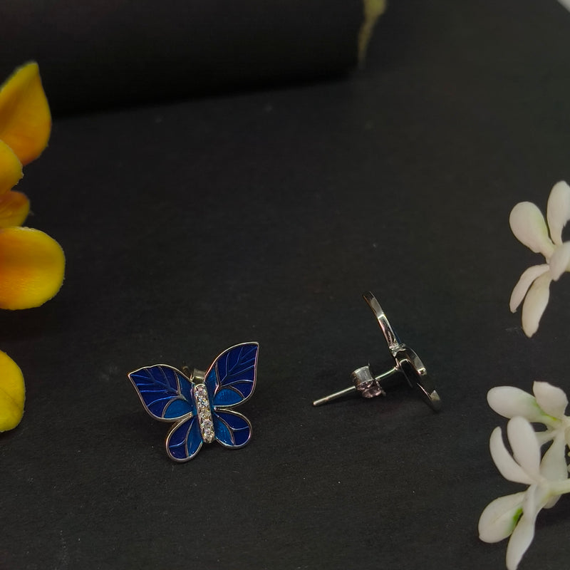 92.5 Sterling Silver Azure Butterfly Enamel Jewelry Set