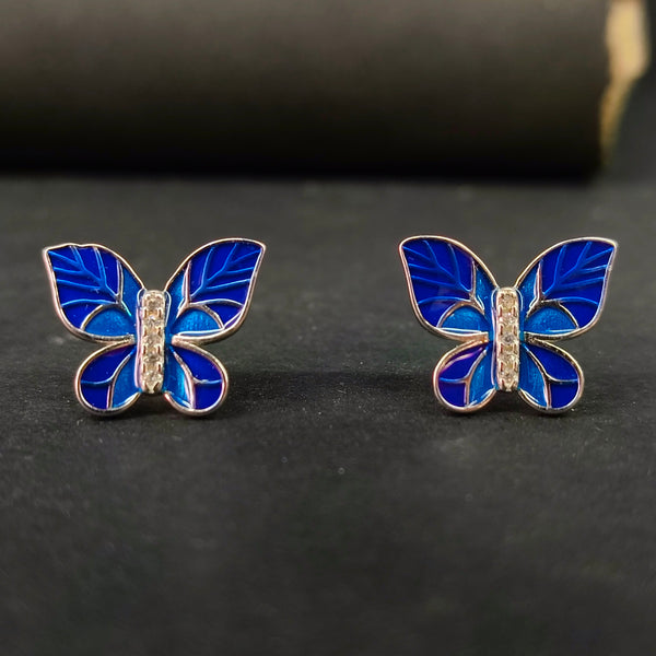 92.5 Sterling Silver Azure Butterfly Enamel Jewelry Set