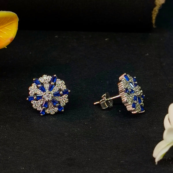 92.5 Sterling Silver Royal Blue Starburst Floral Jewelry Set