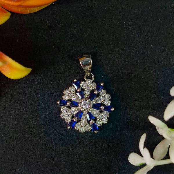 92.5 Sterling Silver Royal Blue Starburst Floral Jewelry Set