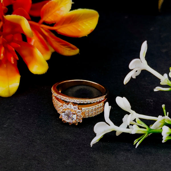 92.5 Rose Gold Radiant Sunflower Tiered Halo Statement Ring