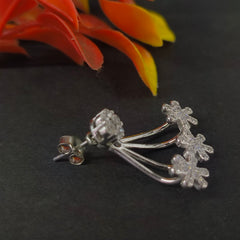 92.5 Sterling Silver Blooming Floral Ear Jacket Earrings