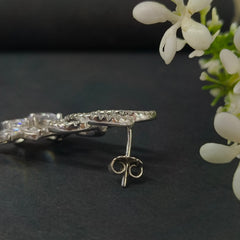 92.5 Sterling Silver Radiant Marquise Floral Wave Earrings