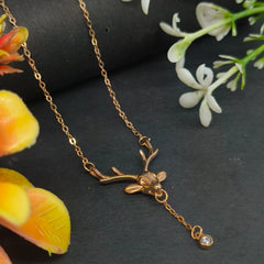 Gold-Plated Reindeer Antler Dainty Drop Necklace