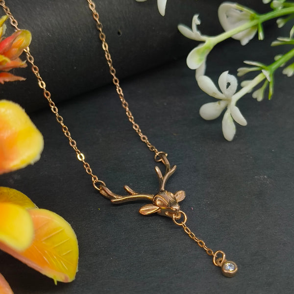 Gold-Plated Reindeer Antler Dainty Drop Necklace