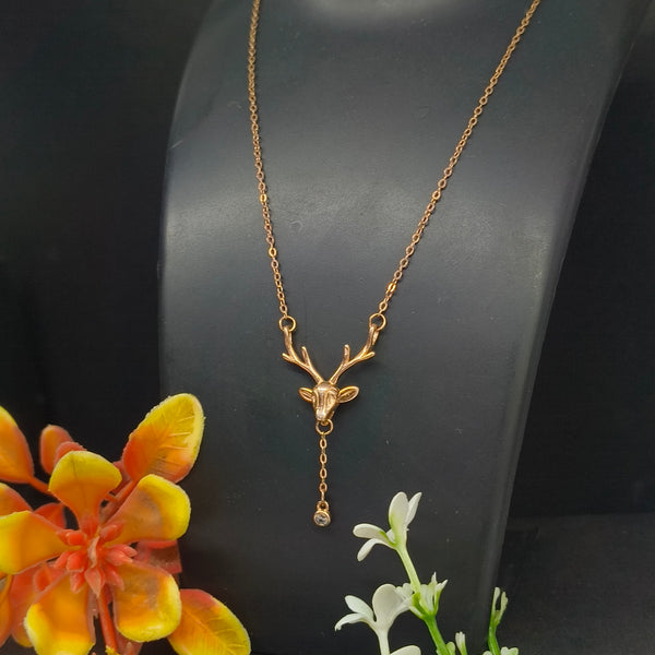 Gold-Plated Reindeer Antler Dainty Drop Necklace