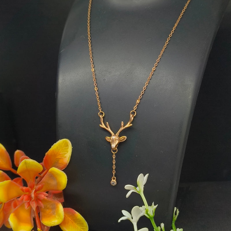 Gold-Plated Reindeer Antler Dainty Drop Necklace