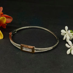 92.5 Sterling Silver Iced-Out Dual Serpent Statement Bangle