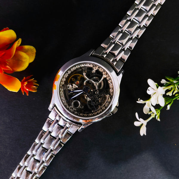 Men’s 92.5 Sterling Silver Open-Heart Skelio Automatic Watch