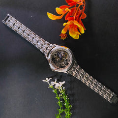 Men’s 92.5 Sterling Silver Open-Heart Skelio Automatic Watch