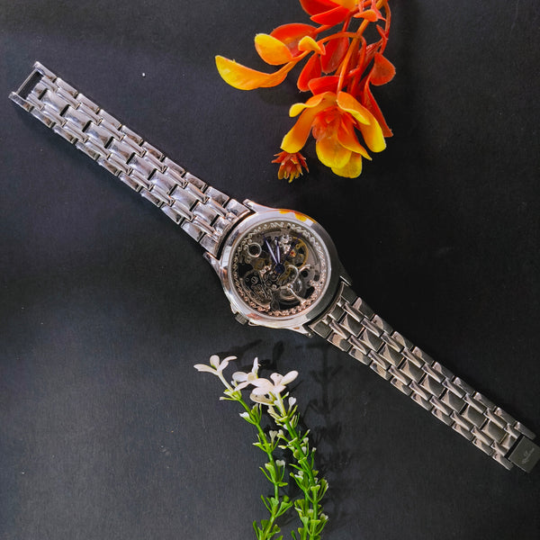 Men’s 92.5 Sterling Silver Open-Heart Skelio Automatic Watch