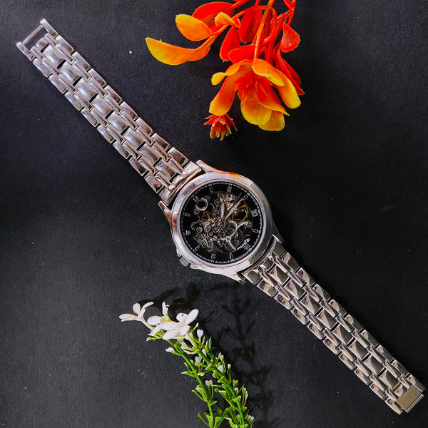 Men’s 92.5 Sterling Silver Open-Heart Watch